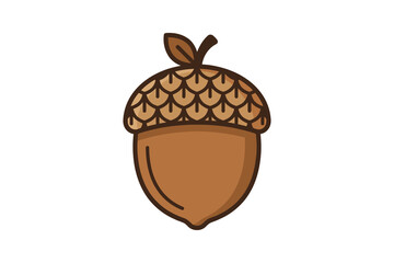 Acorn Flat Outline Vector Illustration © Usman