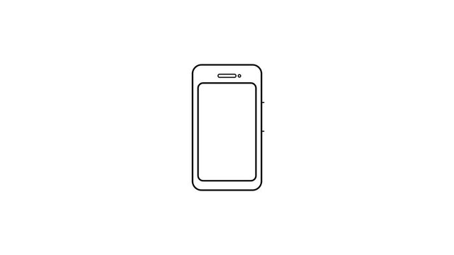 Minimalist outline icon of a mobile smartphone device for communication and digital technology interface design in a simple vector style