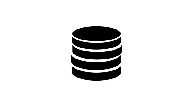 Black and white striped database server icon with three horizontal layers