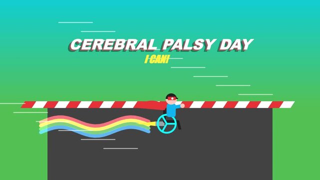 Cerebral Palsy Day Illustration with Superhero in Wheelchair
