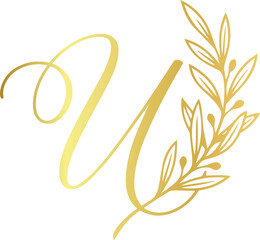 Golden Elegant Wedding Capital Letter U Design © N2