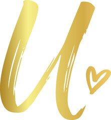Golden Elegant Wedding Capital Letter U Design © N2