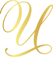 Golden Elegant Wedding Capital Letter U Design © N2