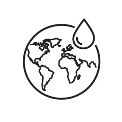 Obraz premium Earth globe with water drop icon representing global water resources.