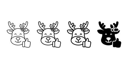 Obraz premium Reindeer Icons, Christmas Vector Graphics, Holiday Animal Illustrations, Festive Thumb Up Symbols