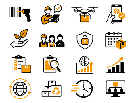 Logistics DX and AI Logistics Icon Set