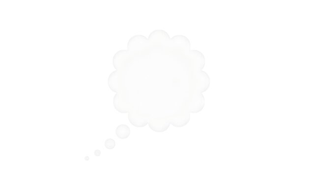 Minimalist cloud-shaped thought bubble icon on a white background with chat icon