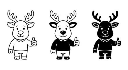 Obraz premium Cute Reindeer Icons, Christmas Characters, Holiday Vector Graphics, Winter Animal Illustrations