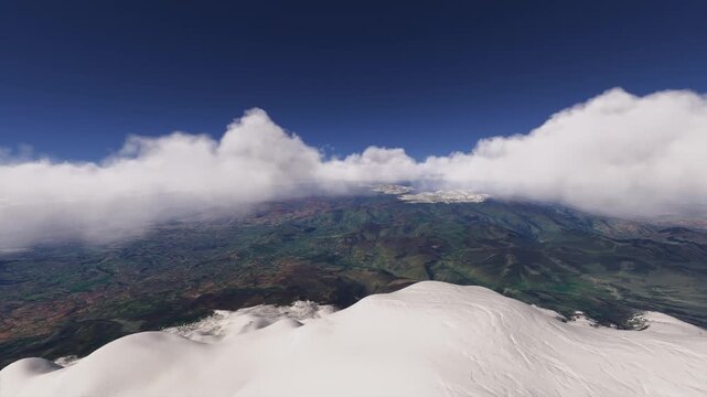 Aerial view of the snow in Chimborazo. Ecuador