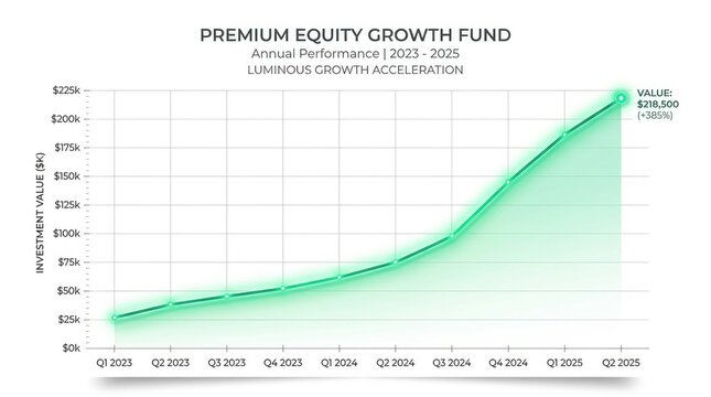 Exponential growth chart illustrating rapid increase over time with green gradient