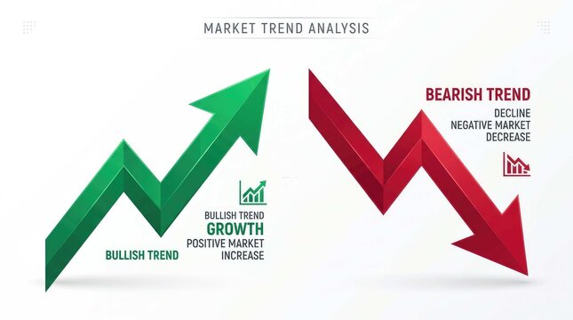 Financial growth and decline concepts represented by upward and downward arrows
