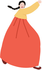 Fototapeta premium Korean Woman in Traditional Hanbok for Korean Holiday and Cultural Heritage Illustration