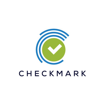 Abstract initial letter C checkmark logo design vector template