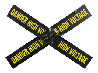 Obraz premium Taśma ostrzegawcza 'DANGER HIGH VOLTAGE' w kształcie X