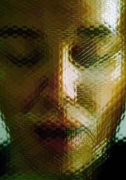 Distorted human face avatar in abstract cyberspace technology
