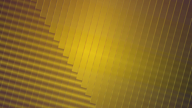 Abstract golden yellow layered geometric lines forming a diagonal wave on dark olive background, luminous modern pattern with depth, perspective and elegant digital texture