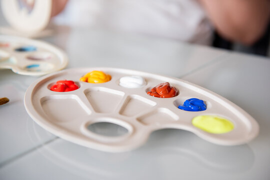 Colorful paint palette for creative art activity