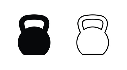 Fototapeta premium Kettlebell silhouettes in black and white isolated on a white background