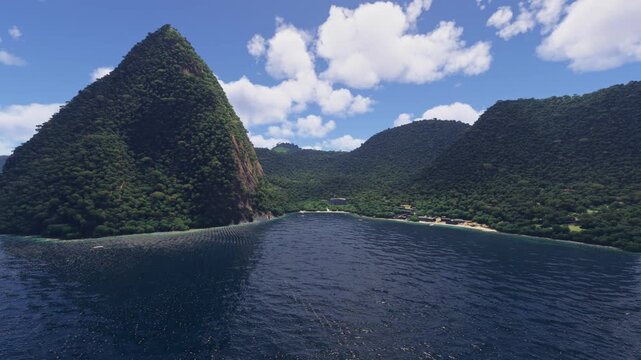 Drone aerial view of Gros Piton. St Lucia