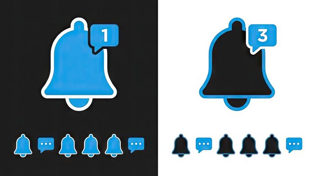 Notification bell icons with alert number badges.