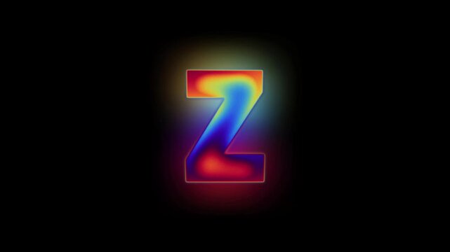 Glowing Infrared Alphabet Letter Z Typography Loop