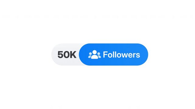 Animated 50K Followers Social Media Counter Badge prores 4444 with People Icon, Audience Growth Milestone, Follower Count UI Element, Digital Community Statistics and Social Network Achievement