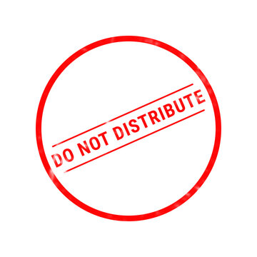 A bright red circular stamp design featuring the bold text do not distribute centered inside the frame on a clean white background surface
