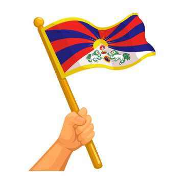 Hand Holding Tibetan Flag Symbolizing Tibetan Culture and Identity Vector Illustration