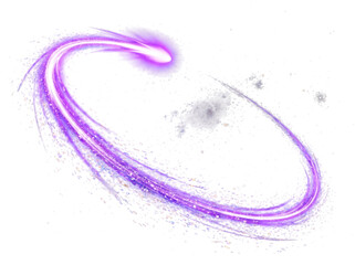 Glowing purple cosmic trail isolated on transparent background featuring swirling nebula energy for futuristic digital art and space design © MSTSHAPLA