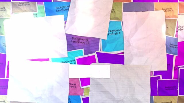 Abstract background featuring colorful scattered paper notes and office documents.