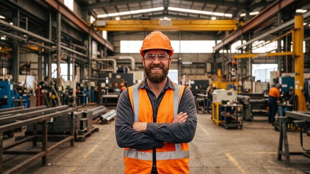 Professional engineer worker wearing uniform in a factory. Generative AI