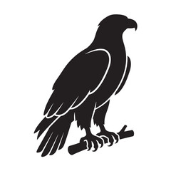 Fototapeta premium Black silhouette of a majestic eagle perched on a branch