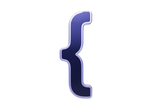 A dark blue left curly bracket symbol with a light purple outline on a solid black background, brace