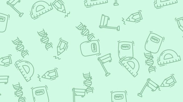 Educational presentations, designs, and materials. Features a variety of school items and educational graphics on a vibrant green backdrop.
