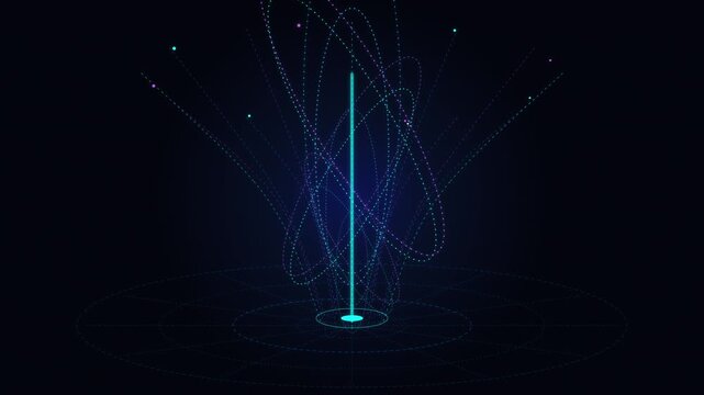 Abstract big data visualization funnel with dynamic particles animation, tech background