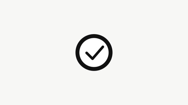 Sleek black checkmark icon within a perfectly circular outline, universally symbolizing successful completion, positive confirmation, approval, and correctness for modern digital interface designs