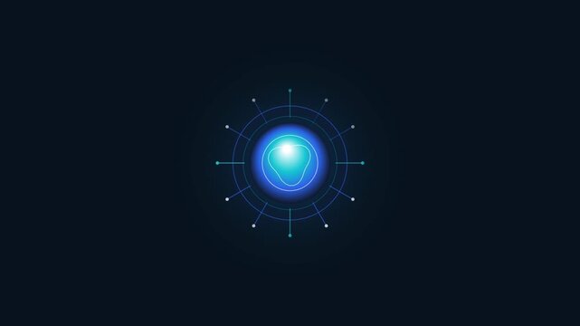 Abstract luminous blue sphere representing futuristic digital energy and advanced technological innovation, perfect for AI, data processing, or cyber security concepts