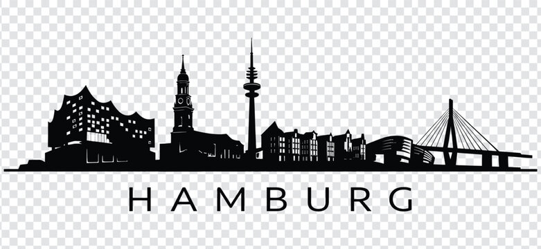 Hamburg city skyline silhouette vector illustration