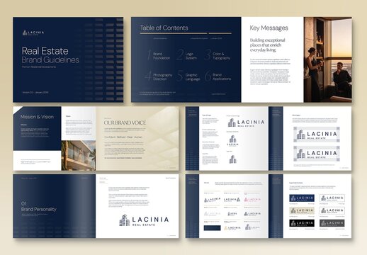 Real Estate Brand Guidelines Template, Visual Identity Manual, Logo Style Guide & Property Branding Brochure for Agents and Property Developers