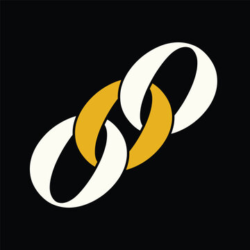 Interlocking circles logo, abstract design vector