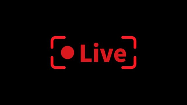 Glowing Neon Red Live Text Animation with Blinking Indicator