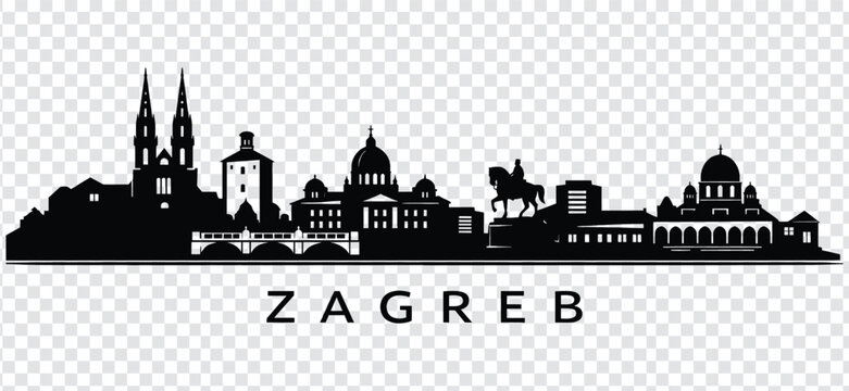 Zagreb croatia city skyline silhouette vector illustration