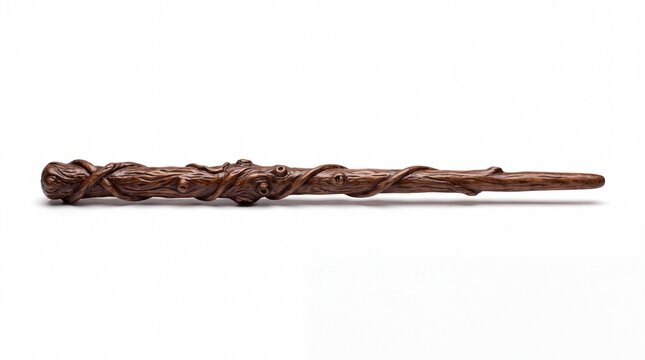 Brown wooden magic wand for wizard fantasy games