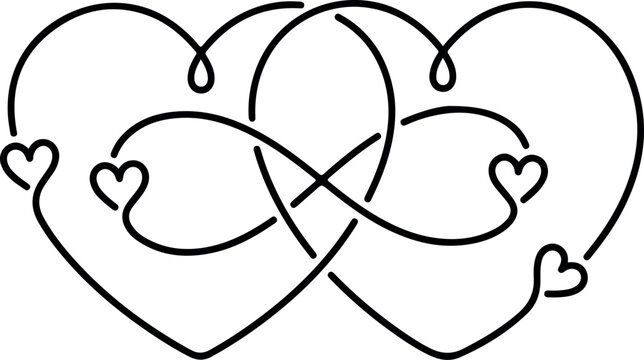 Best Friends Forever Hearts Continuous Line Art Friendship Vector Illustration