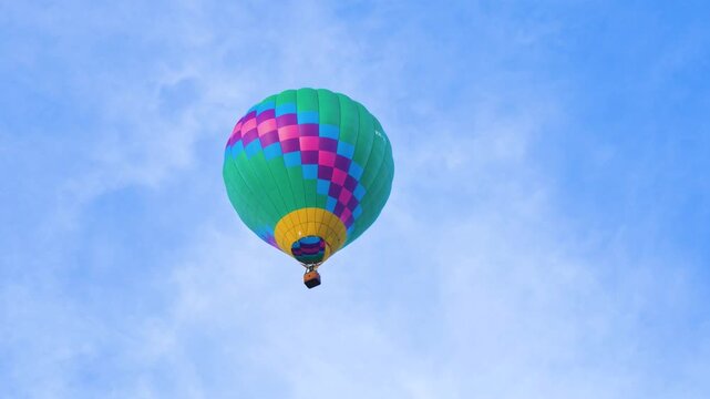 Colourful balloon over cloudy sky