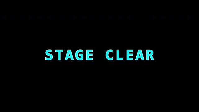 Retro stage clear pixel text grid on black