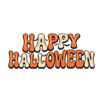 Happy halloween pixel art text design transparent background