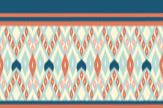 Geometric / Ikat thai style ethnic oriental seamless pattern traditional Design for background,carpet,wallpaper,clothing,wrapping,Batik,fabric, illustration.embroidery style.	
