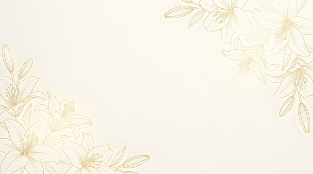 Elegant floral background with delicate gold lily outlines