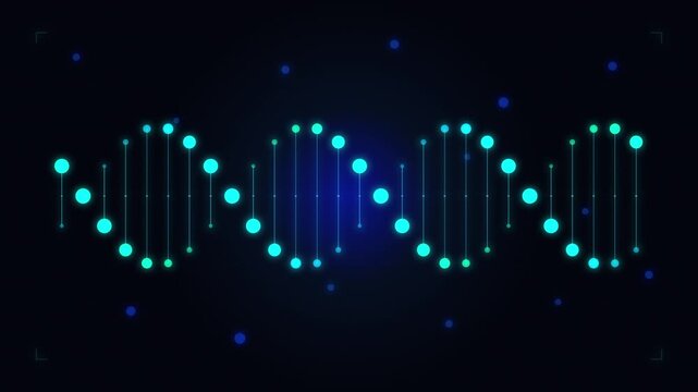 Digital DNA molecule structure animation, medical science and genetics background